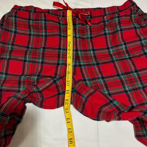 Talbots Womens Small Cotton Flannel Red Green Gold 2 Piece Holiday Pajama Set - Picture 15 of 16
